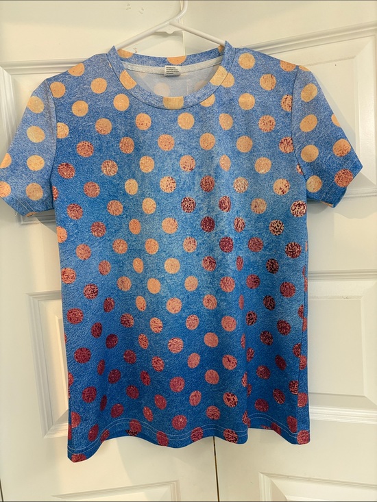 Tops - Blue Polka Dot Short Sleeve Tee